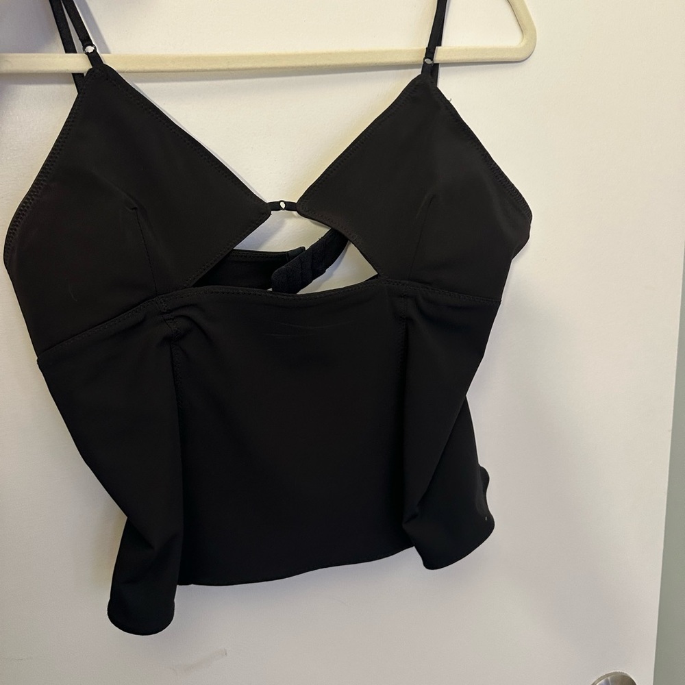 Zara Black Fitted Crop Camisole with Cut Out